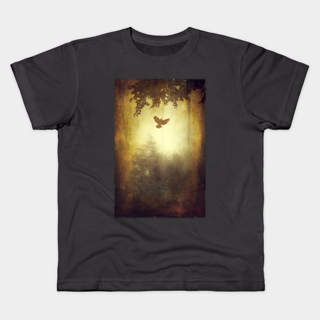 Weltschmerz - Surreal Misty Forest Scenery Kids T-Shirt by DyrkWyst